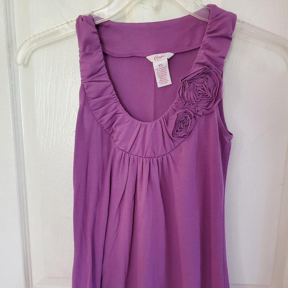 Candies purple ruffle rose tank top